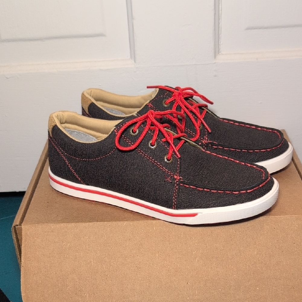 Twisted Black and Red Sneakers with Striking Red Laces